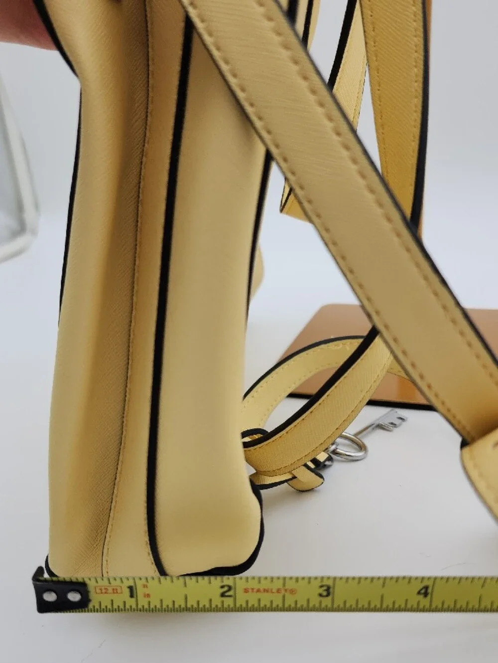 GUESS Yellow Structured Saffiano Satchel with Detachable Strap